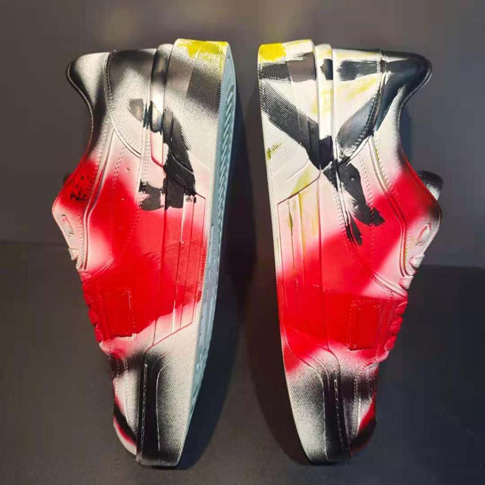 Dolce Gabbana D&G Unisex Calfskin New Roma Sneakers with Spray-Paint Graffiti Print - image 5