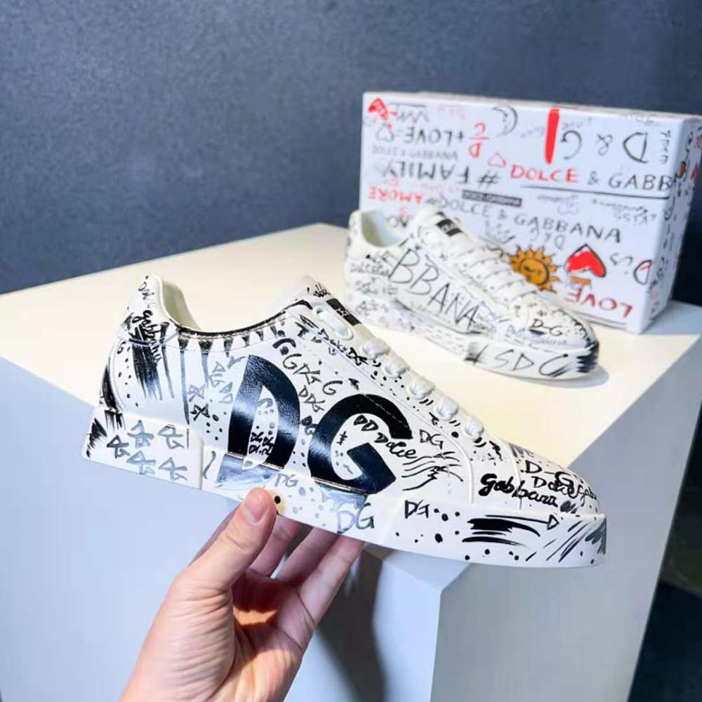 Dolce Gabbana D&G Unisex Calfskin Portofino Sneakers with Logo Print - image 6