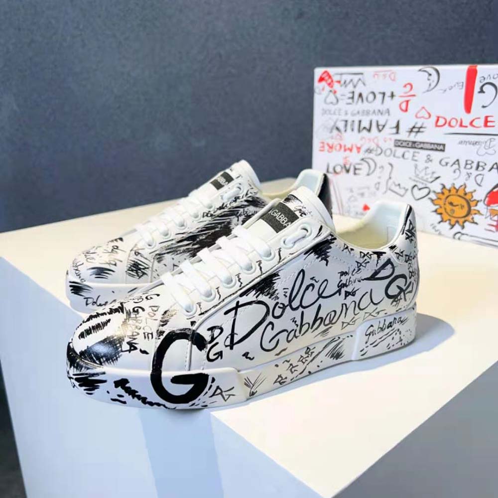Dolce Gabbana D&G Unisex Calfskin Portofino Sneakers with Logo Print - image 4