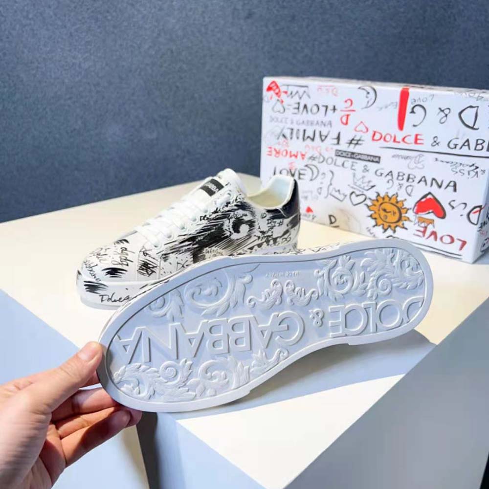 Dolce Gabbana D&G Unisex Calfskin Portofino Sneakers with Logo Print - image 9