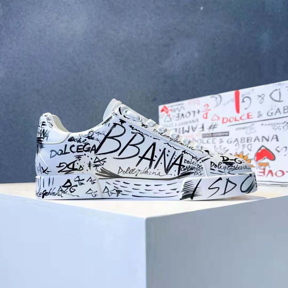 Dolce Gabbana D&G Unisex Calfskin Portofino Sneakers with Logo Print - image 7