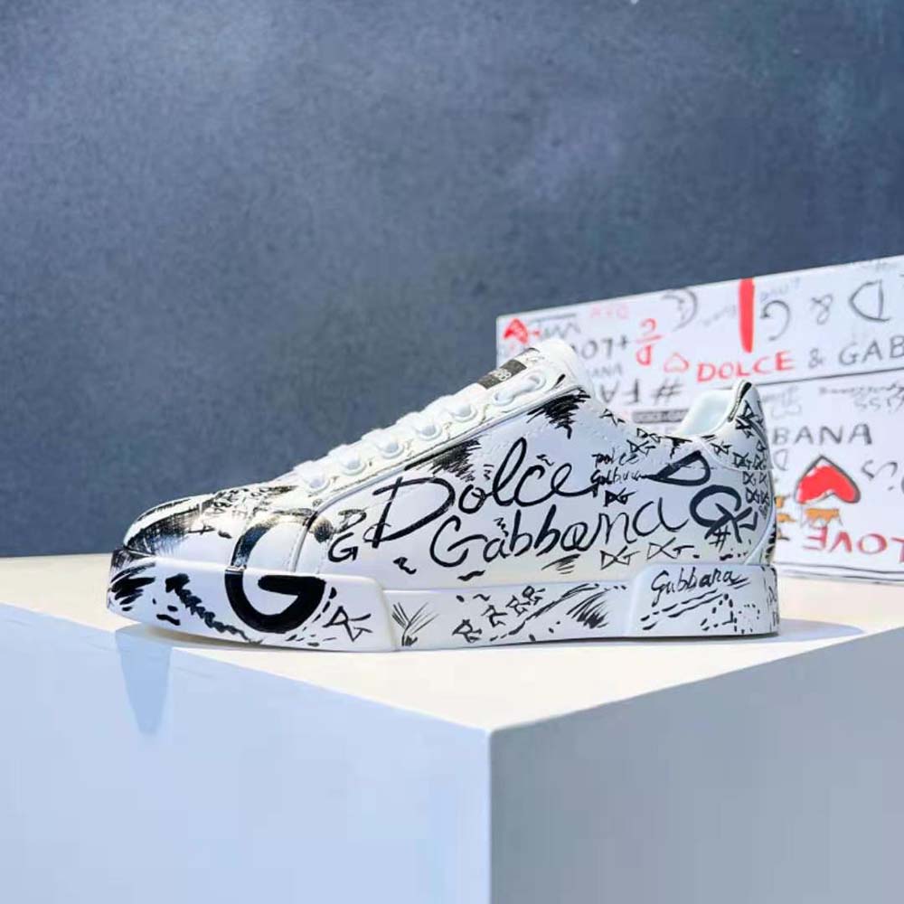 Dolce Gabbana D&G Unisex Calfskin Portofino Sneakers with Logo Print - image 8