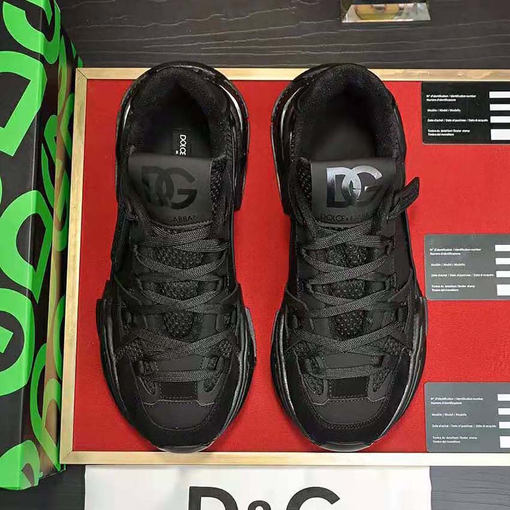 Close-up of Dolce Gabbana D&G logo hardware on Airmaster Sneakers-Black