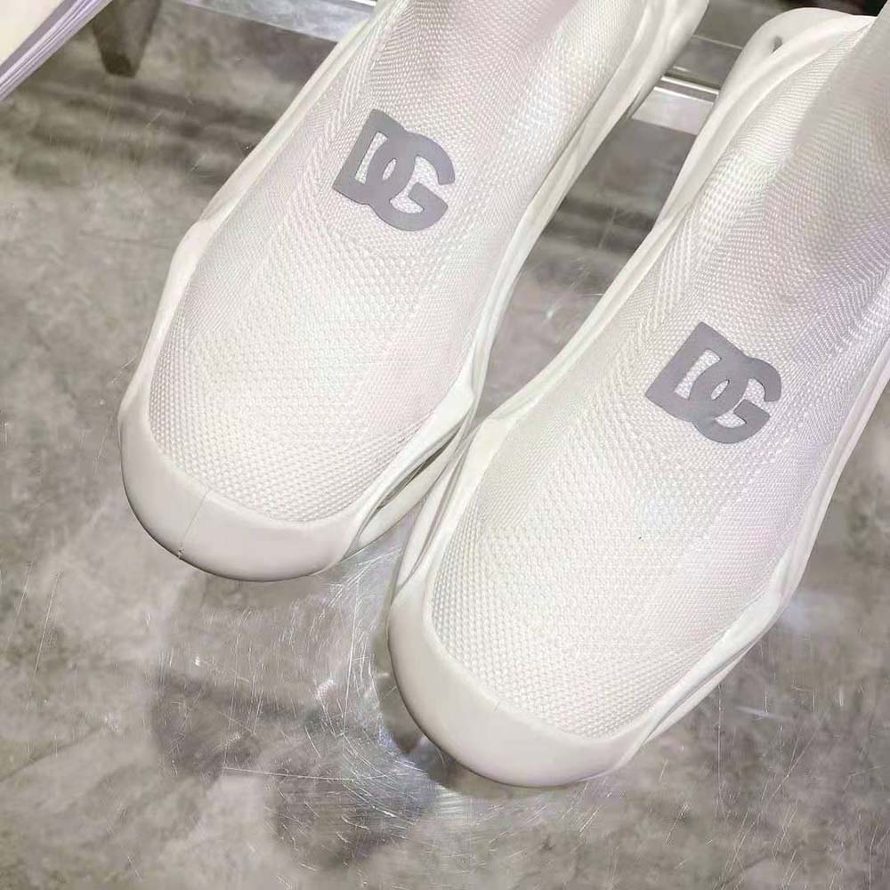 Dolce Gabbana D&G Unisex Stretch Mesh Wave Mid-Top Sneakers-White - image 8