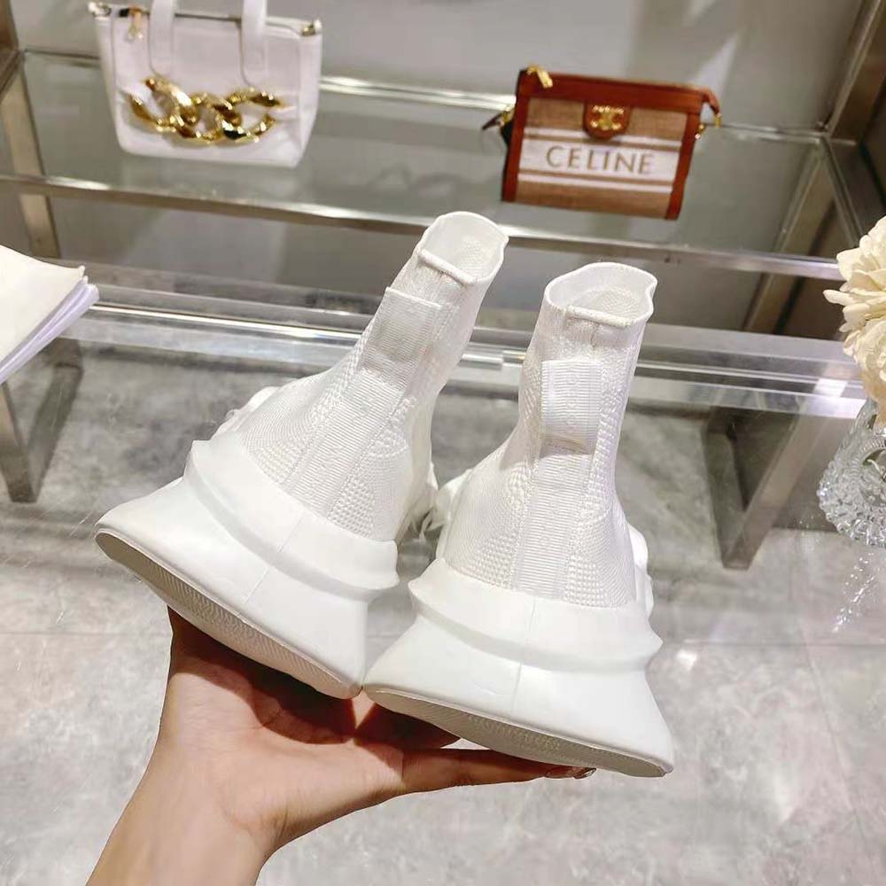 Dolce Gabbana D&G Unisex Stretch Mesh Wave Mid-Top Sneakers-White - image 6