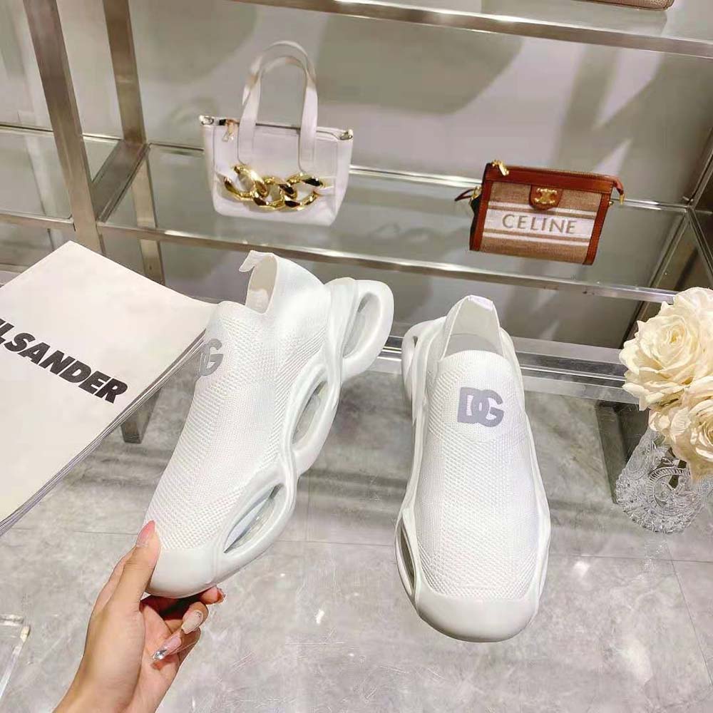 Dolce Gabbana D&G Unisex Stretch Mesh Wave Sneakers-White - image 4