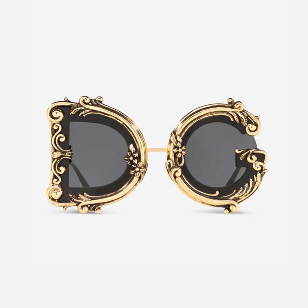 Front view of Dolce Gabbana D&G Women DG Baroque Sunglasses-Gold