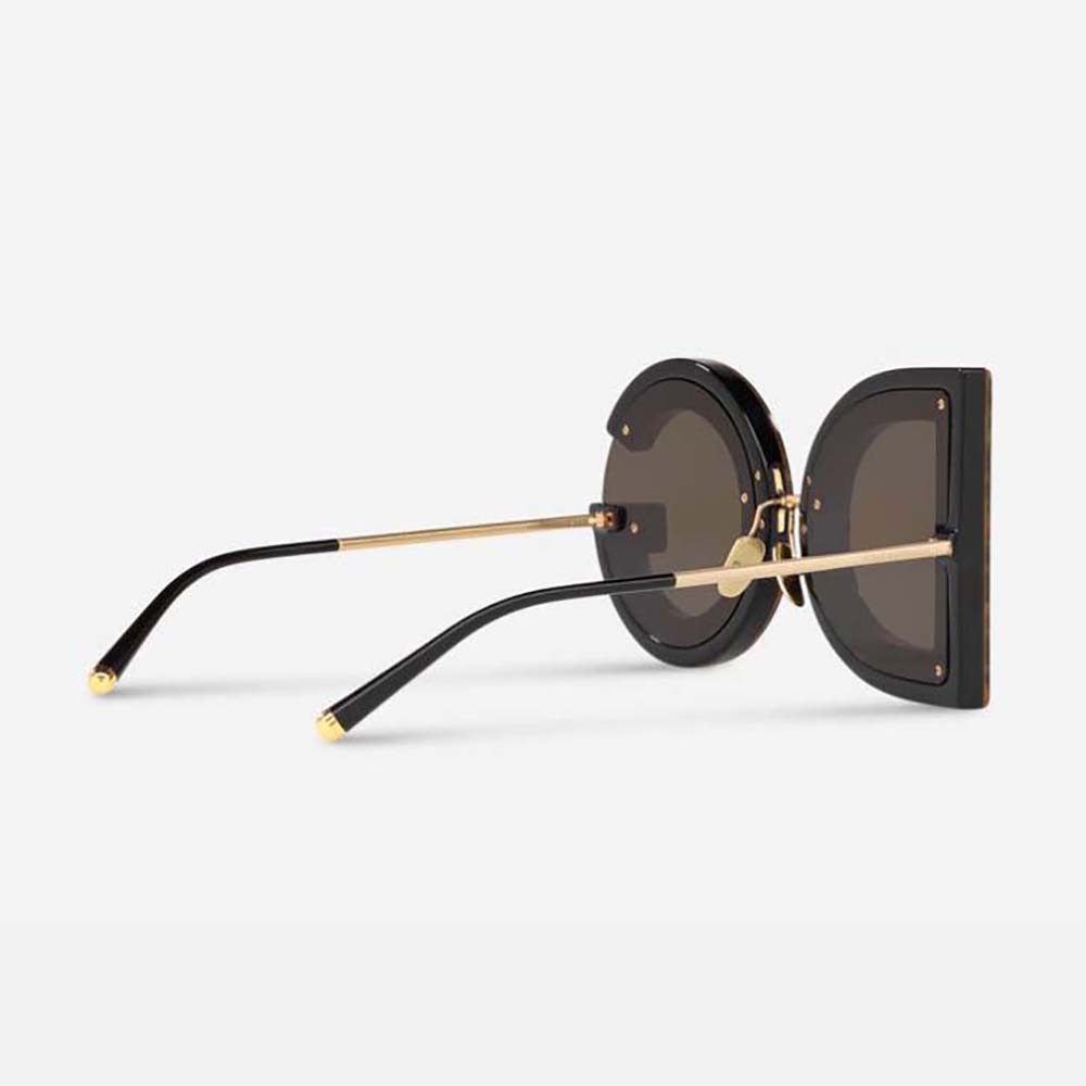 Side profile showing lightweight metal temples of Dolce Gabbana sunglasses