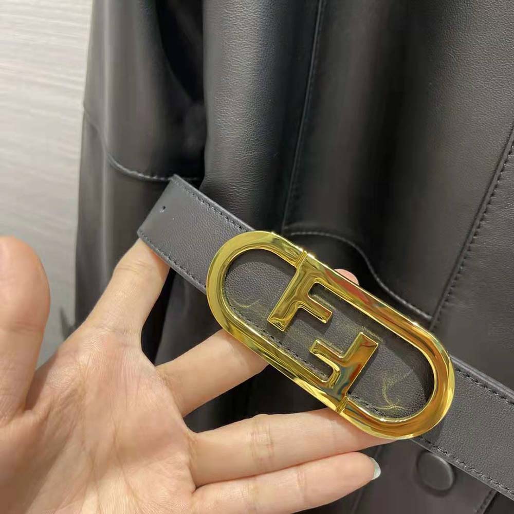 Fendi Women Black Waxed Leather Jacket - image 7