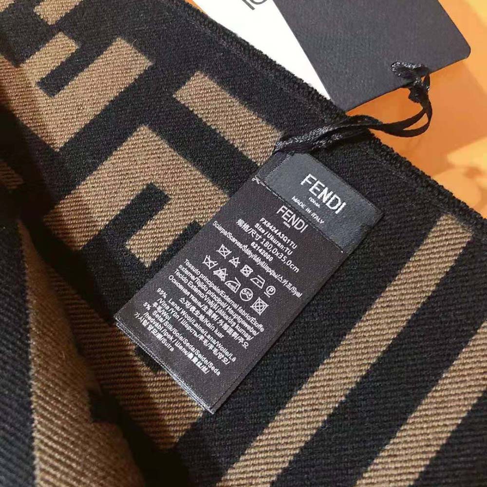 Fendi Women Black Wool and Silk Scarf - image 6
