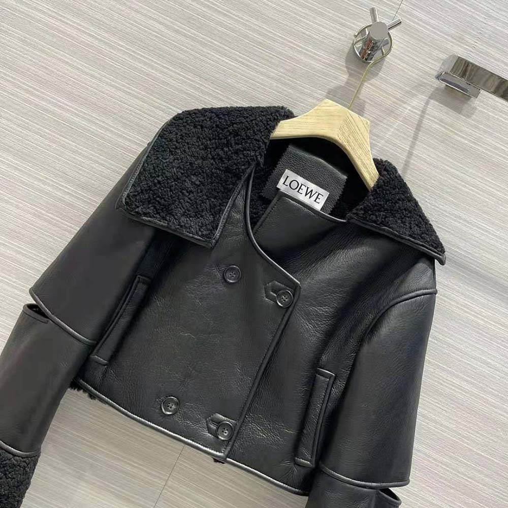 Loewe Women Deconstructed Jacket in Shearling-Black - image 9