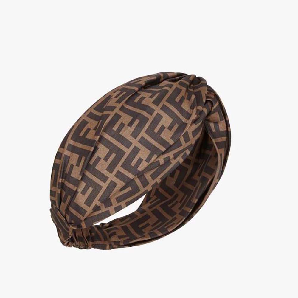 Front view of Fendi Women FF Band FF Band Brown Silk Bandeau Top