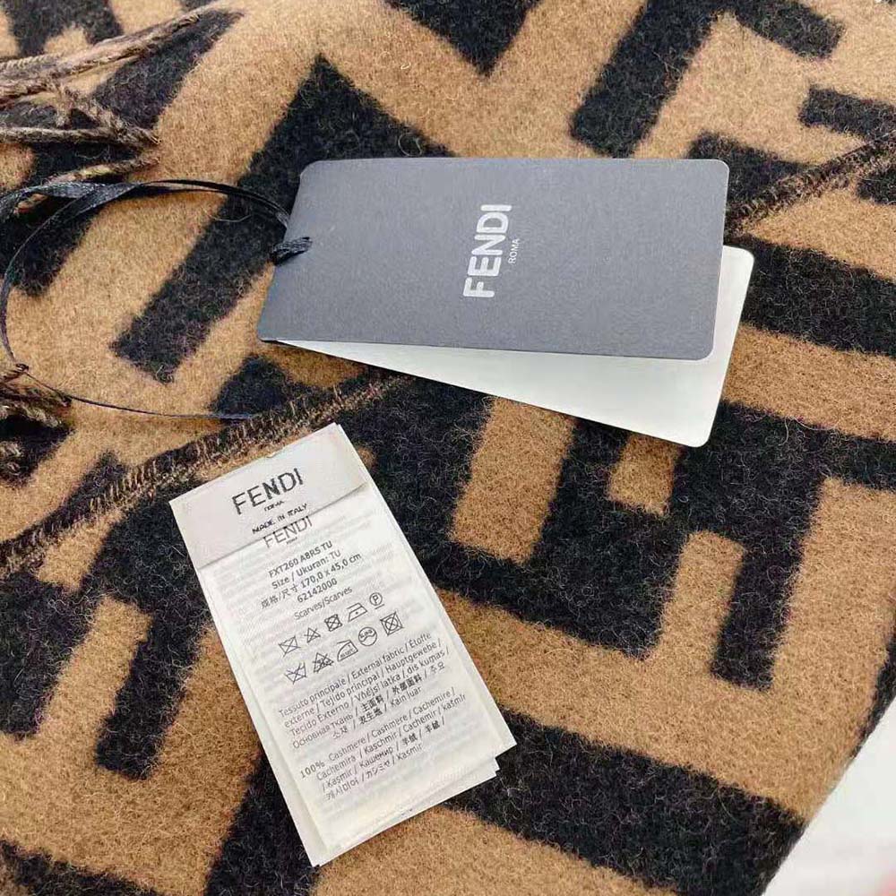 Fendi Women FF Scarf Brown Cashmere Scarf - image 7