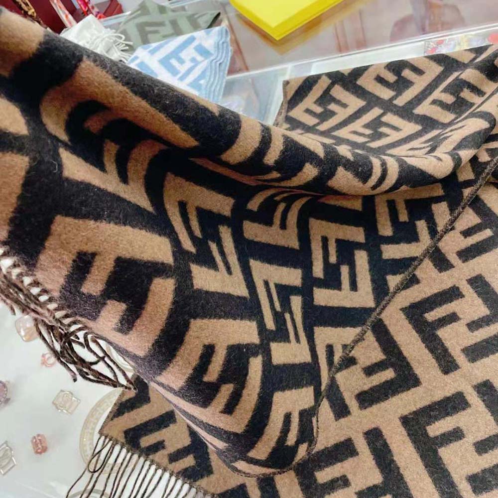 Fendi Women FF Scarf Brown Cashmere Scarf - image 6