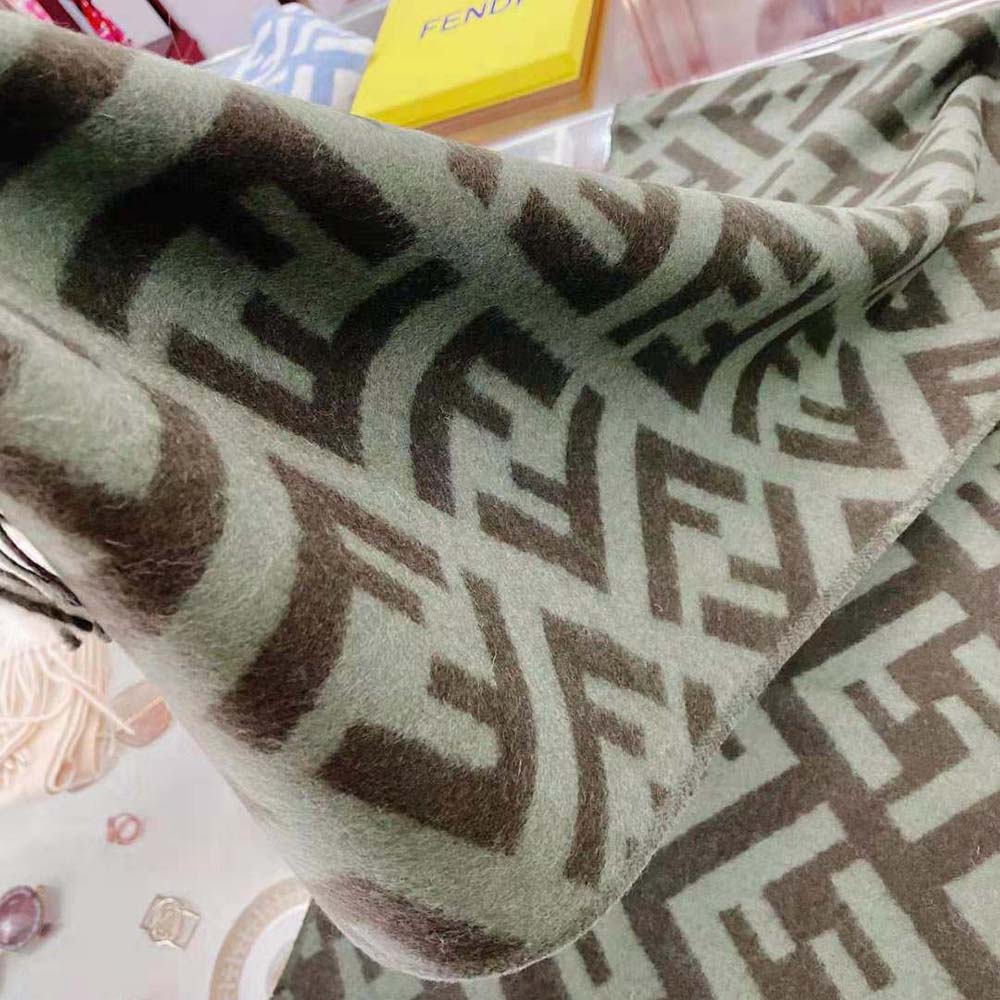Fendi Women FF Scarf Green Cashmere Scarf - image 6