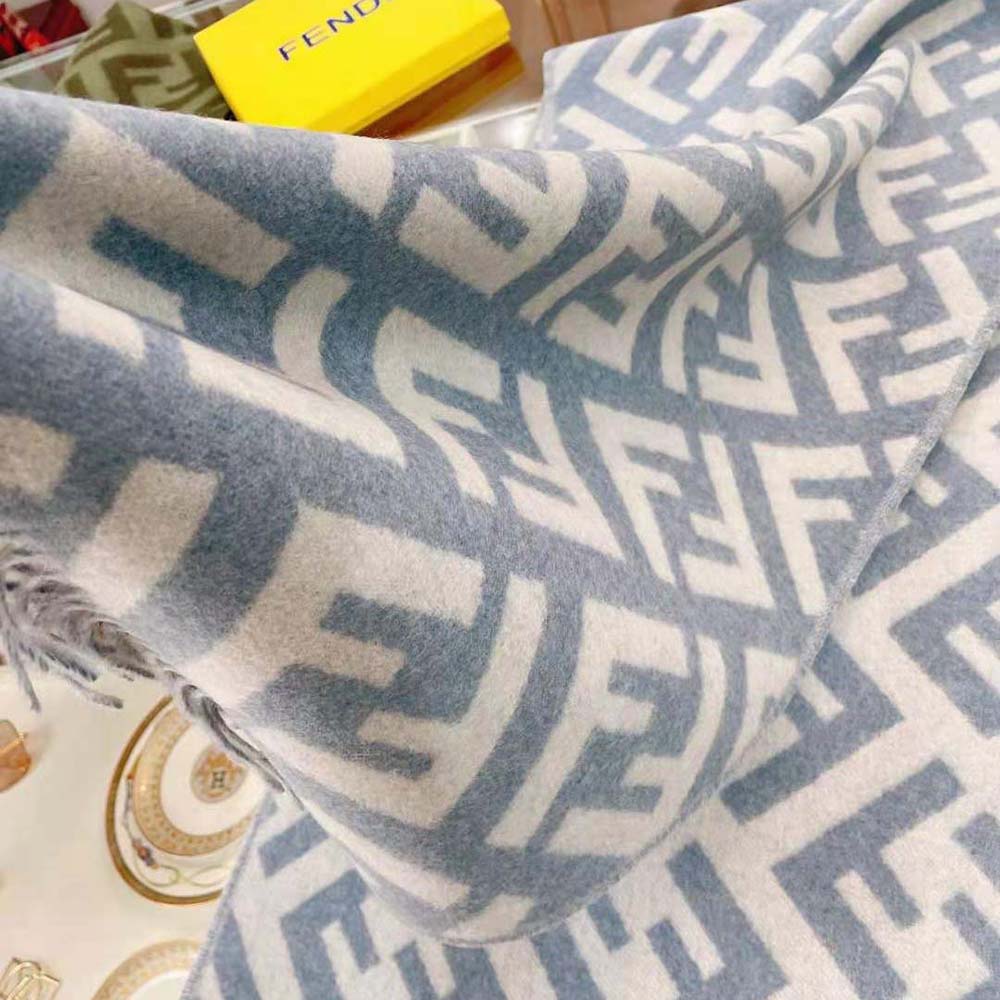 Fendi Women FF Scarf Light Blue Cashmere Scarf - image 6