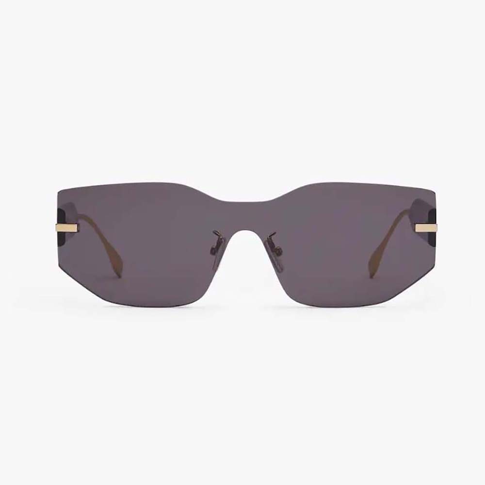 Front view of Fendi Women Fendigraphy Black Shield Sunglasses showcasing bold design