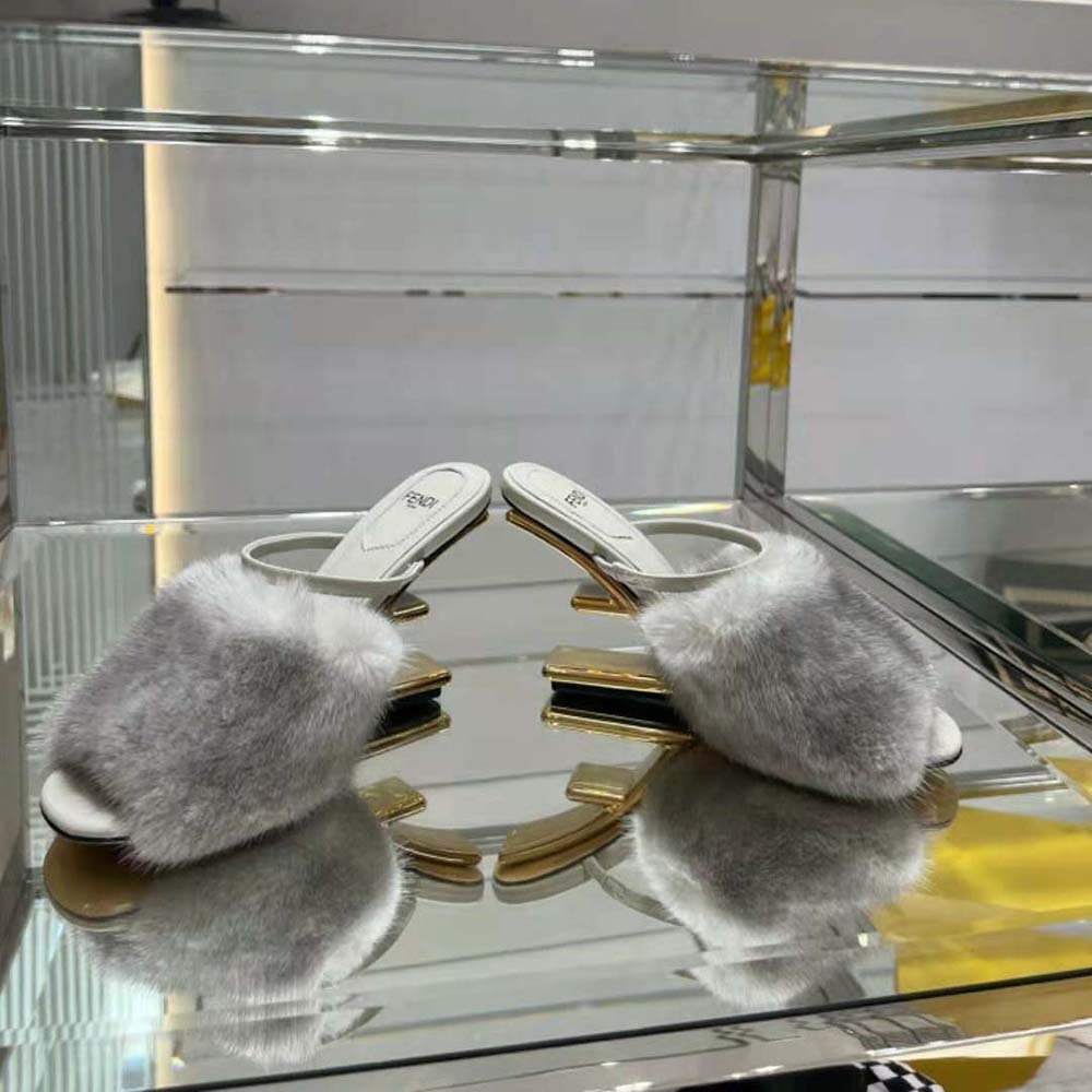 Fendi Women First Pale Grey Mink High-Heeled Sandals - image 5