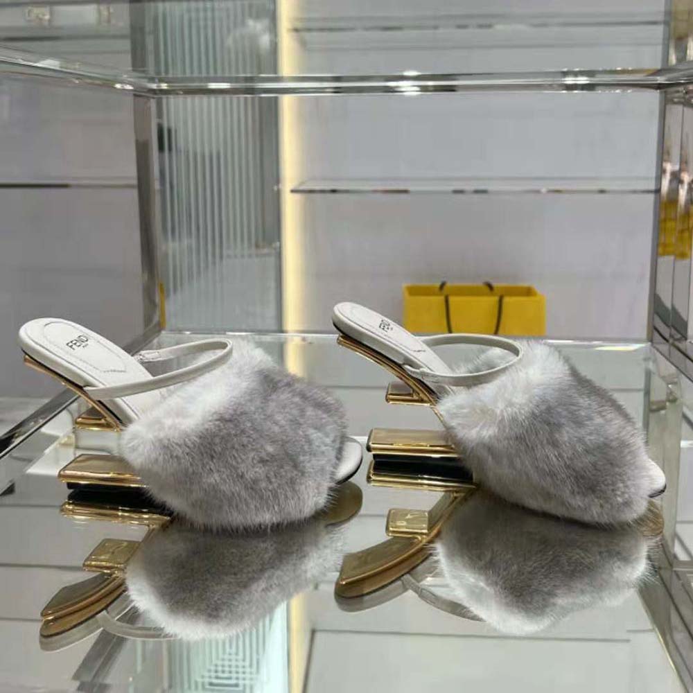 Fendi Women First Pale Grey Mink High-Heeled Sandals - image 6