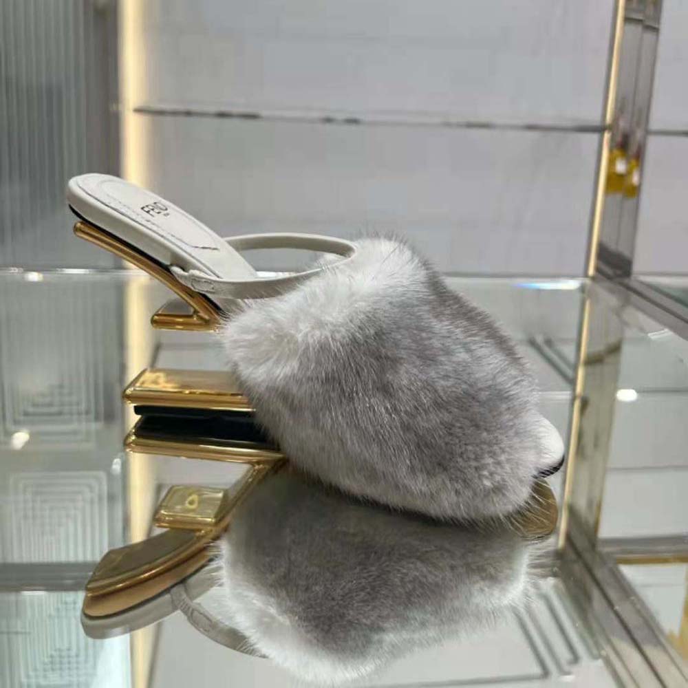 Fendi Women First Pale Grey Mink High-Heeled Sandals - image 9