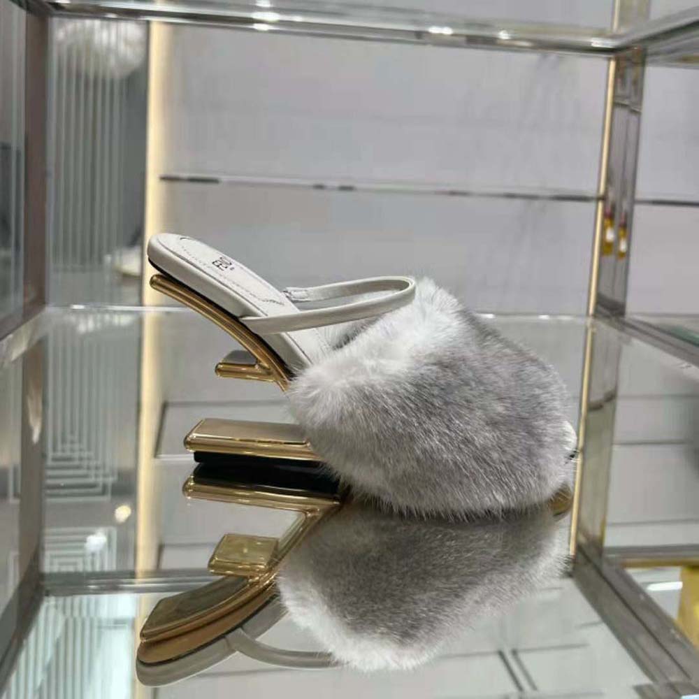 Fendi Women First Pale Grey Mink High-Heeled Sandals - image 8