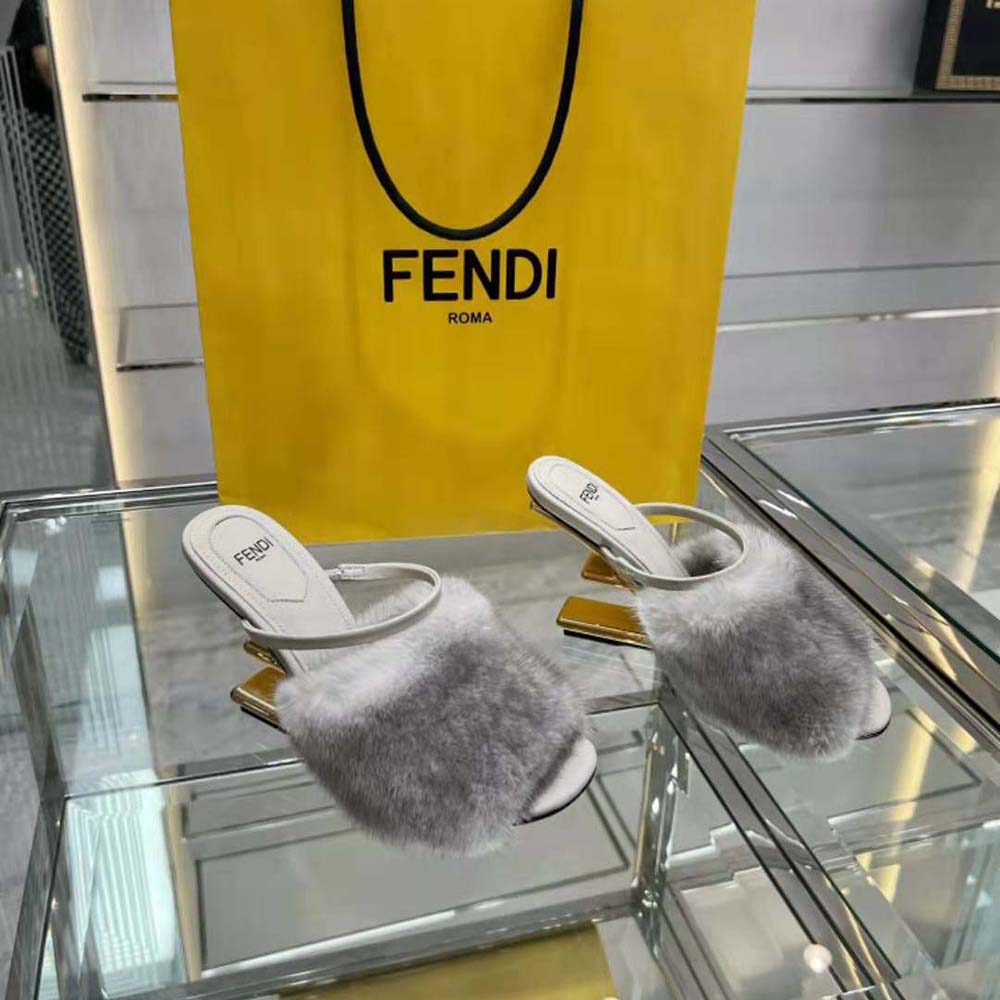 Fendi Women First Pale Grey Mink High-Heeled Sandals - image 4