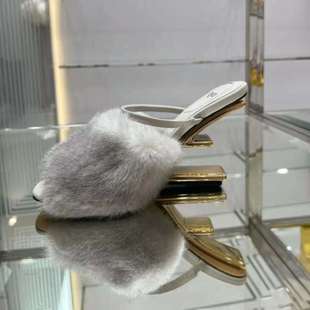 Fendi Women First Pale Grey Mink High-Heeled Sandals - image 7