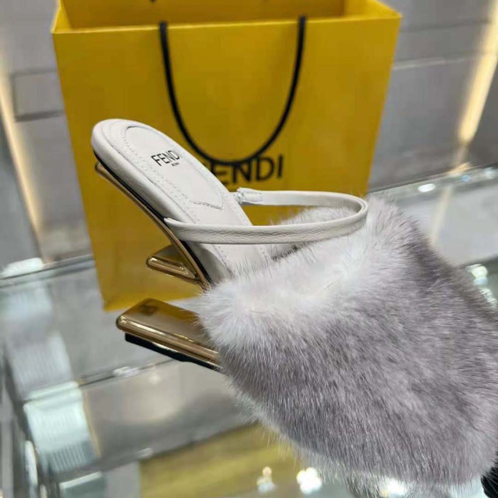 Fendi Women First Pale Grey Mink High-Heeled Sandals - image 10