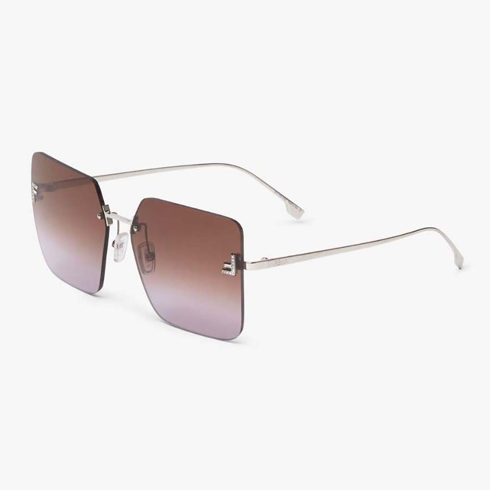 Close-up of Fendi logo on temple arm of Women First Palladium sunglasses