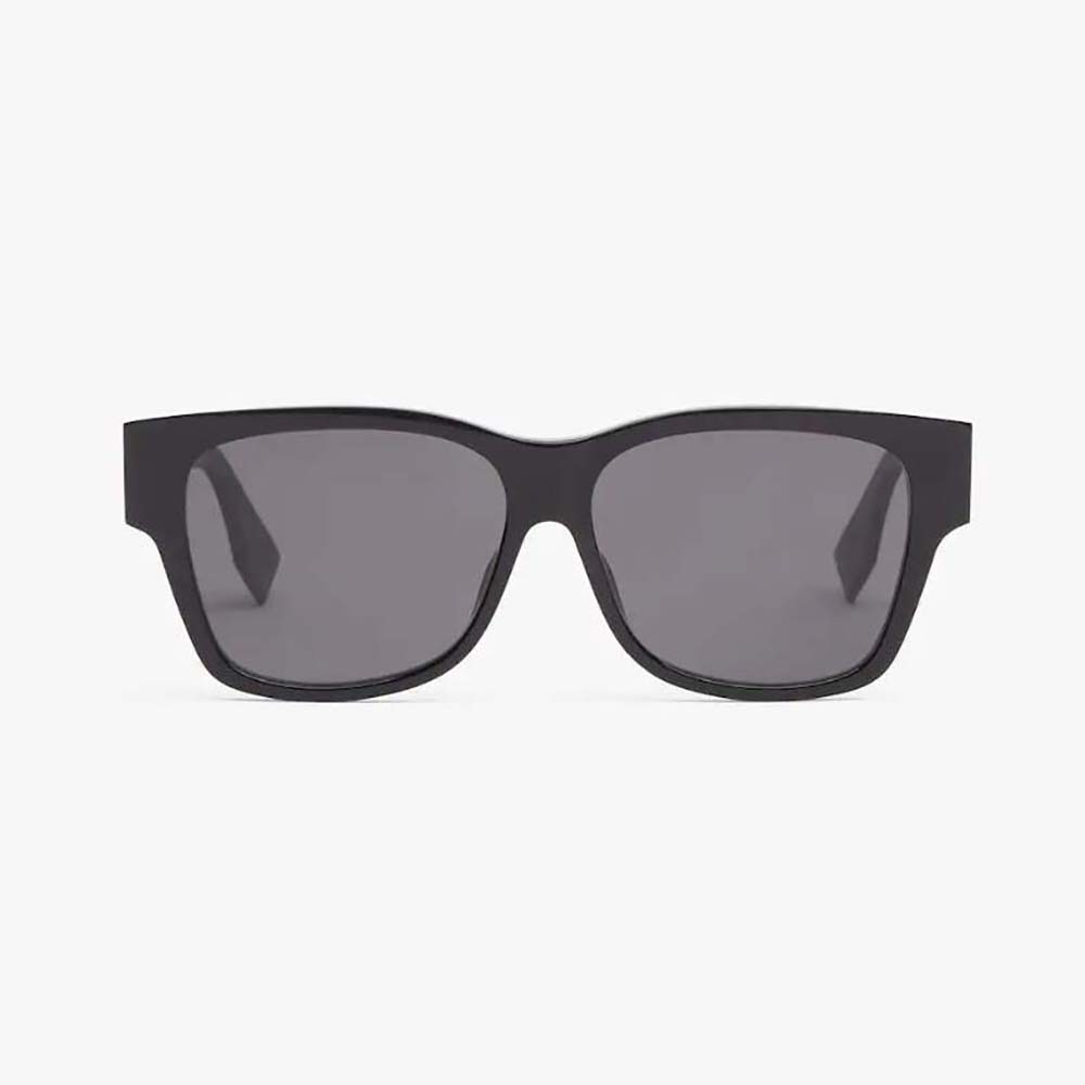Front view of Fendi Women O’Lock Black Acetate Sunglasses with crystal logo