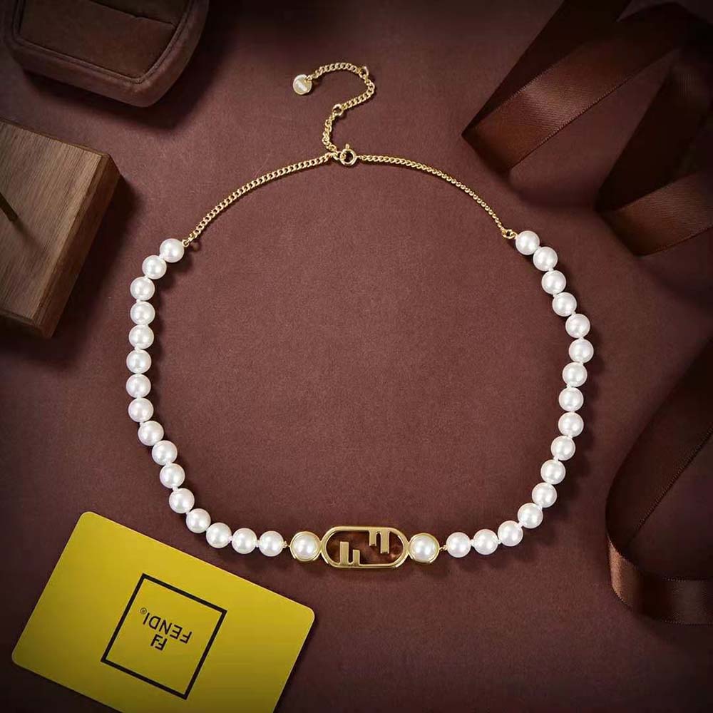 Side angle showing adjustable length of Fendi Women O’Lock Choker