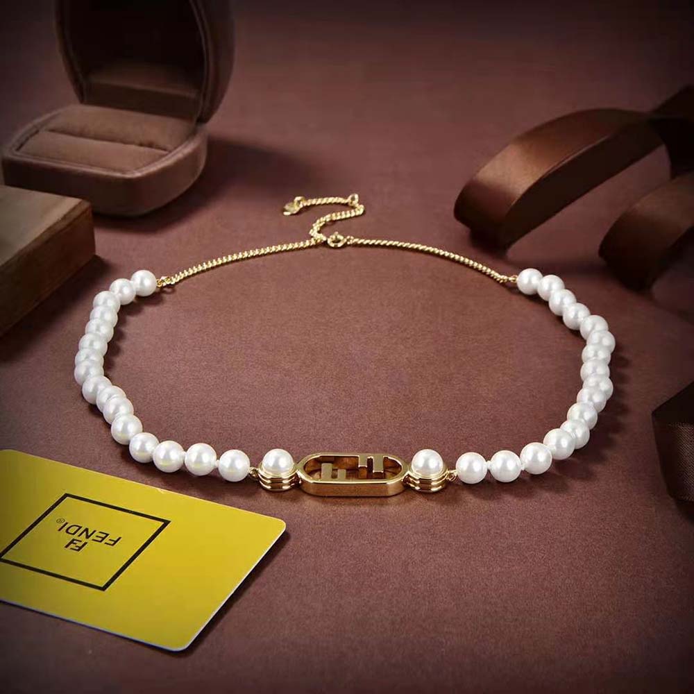 Close-up of gold O’Lock clasp on Fendi Women O’Lock Choker