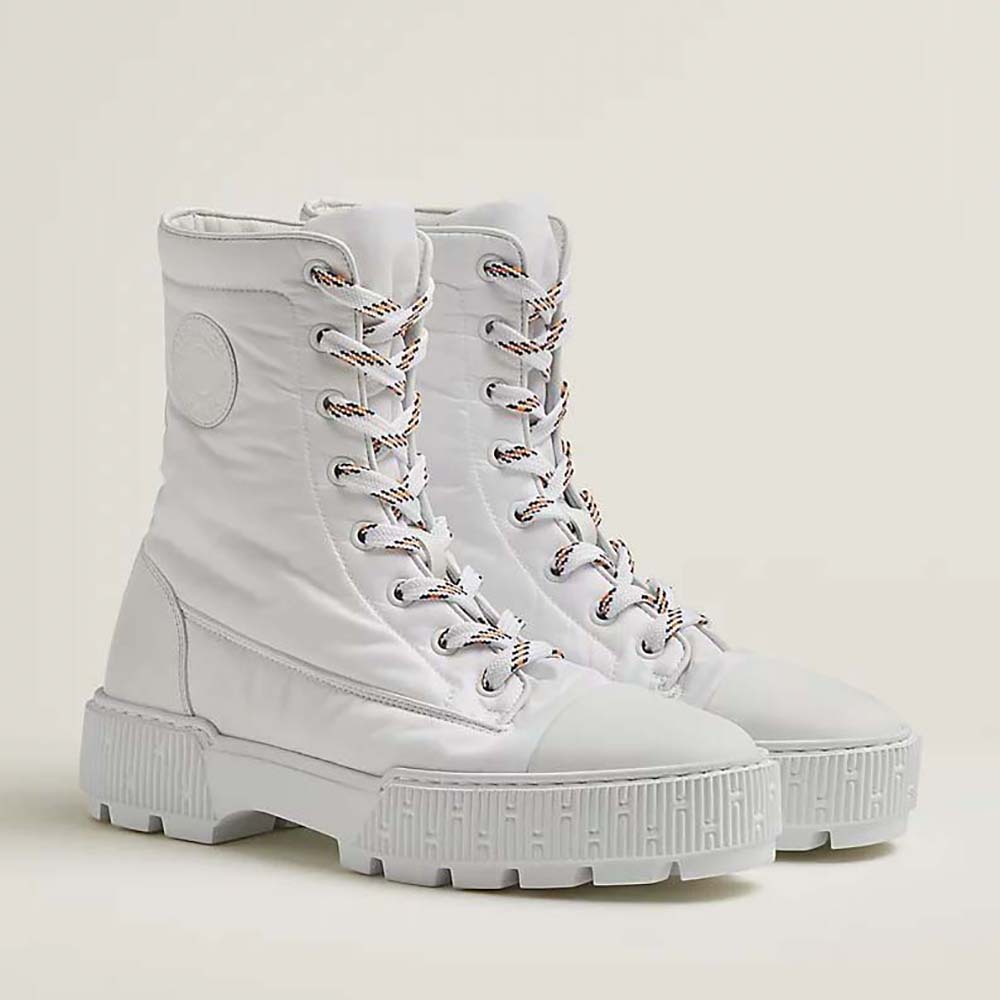 Side view of Hermes Women Fresh Ankle Boot-White showing sleek silhouette