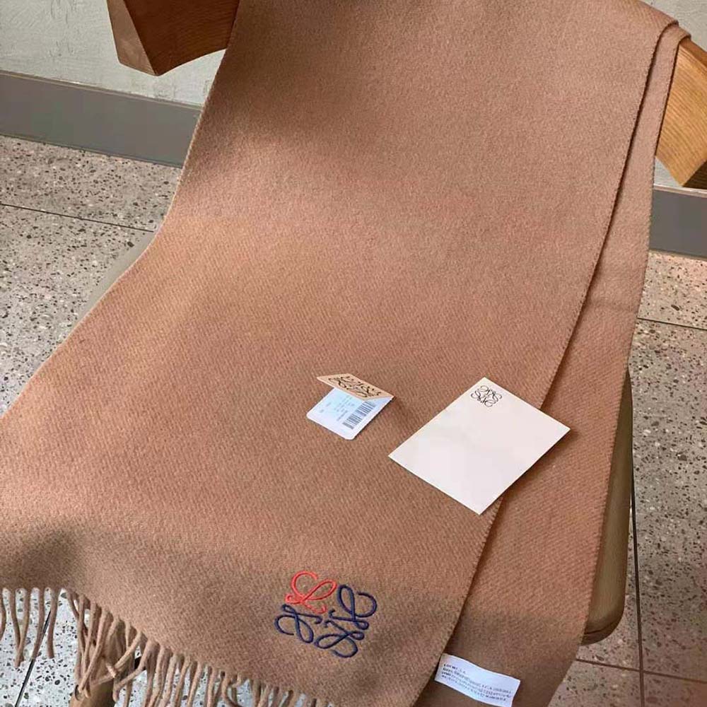 Loewe Women Anagram Scarf in Cashmere-Brown - image 4
