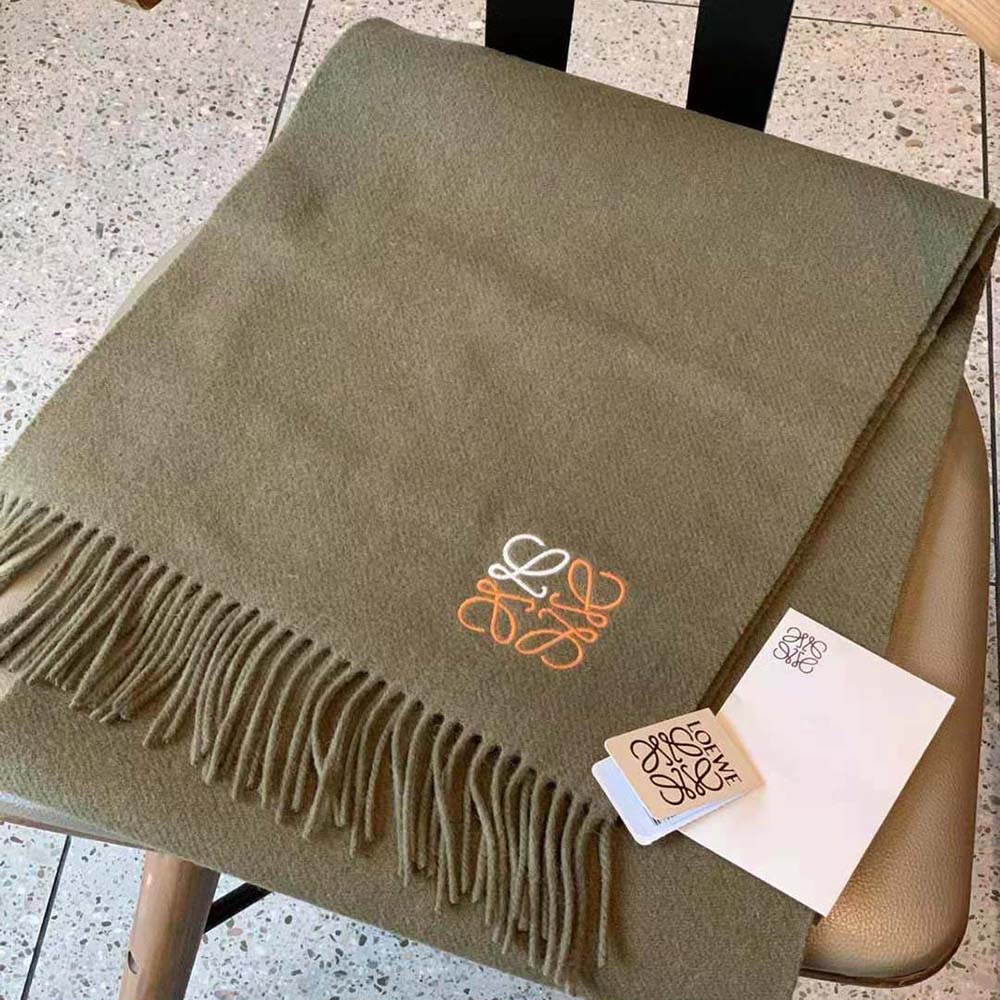 Loewe Women Anagram Scarf in Cashmere-Dark Green - image 6