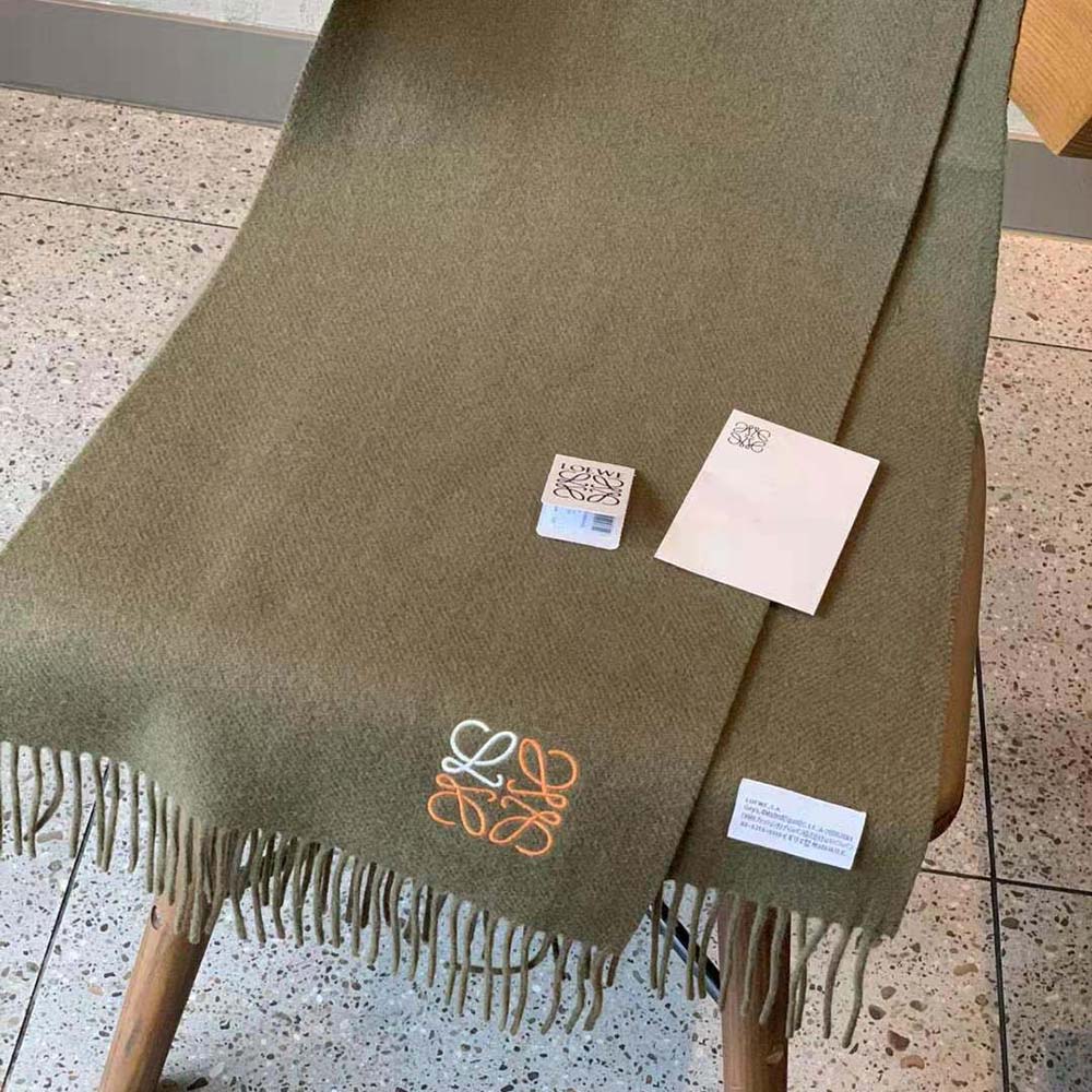 Loewe Women Anagram Scarf in Cashmere-Dark Green - image 5