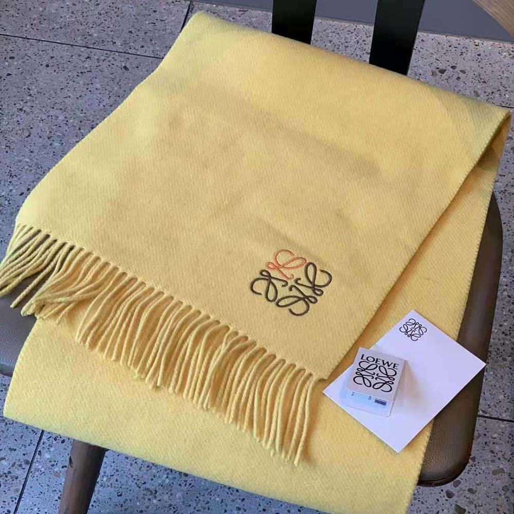 Loewe Women Anagram Scarf in Cashmere-Yellow - image 5