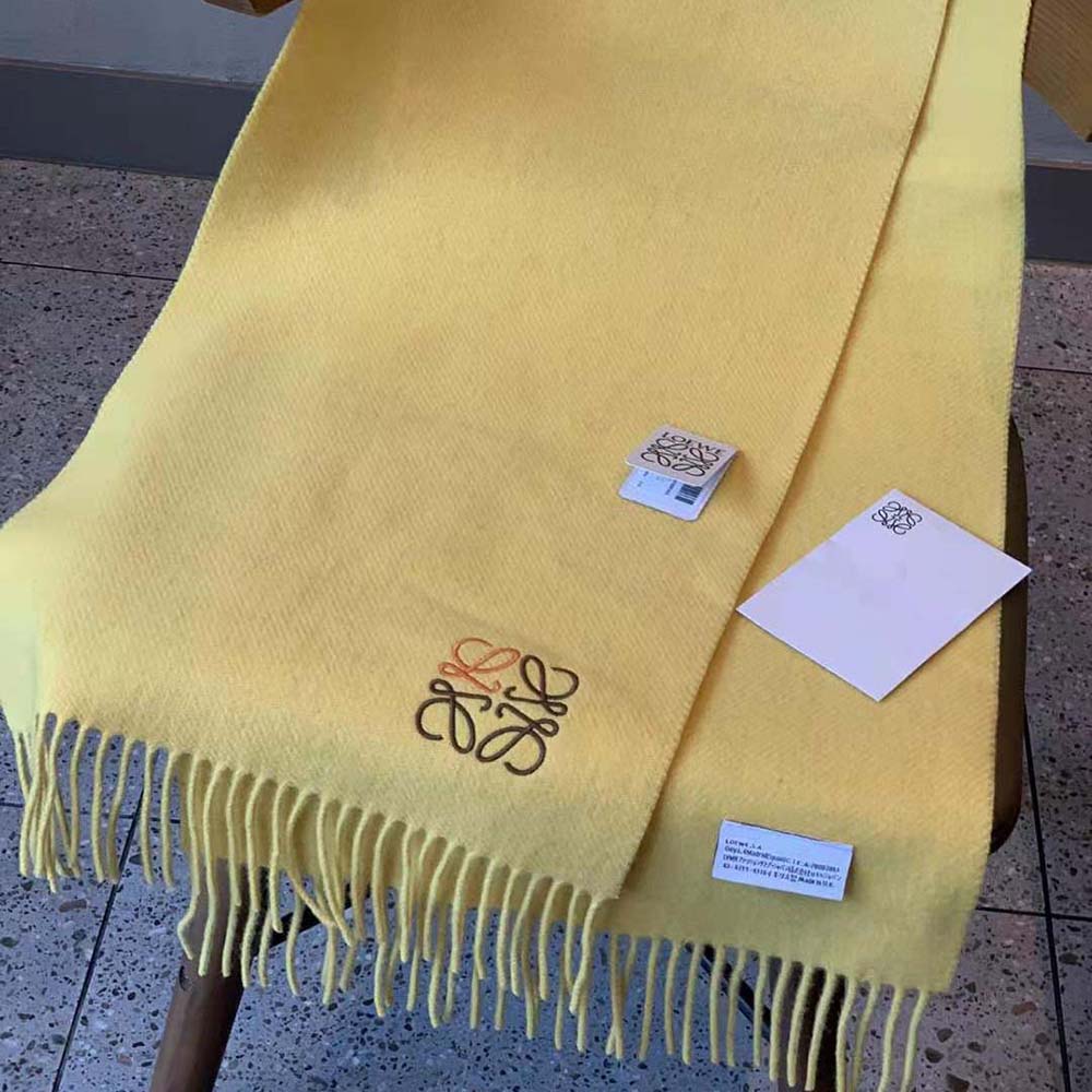 Loewe Women Anagram Scarf in Cashmere-Yellow - image 6