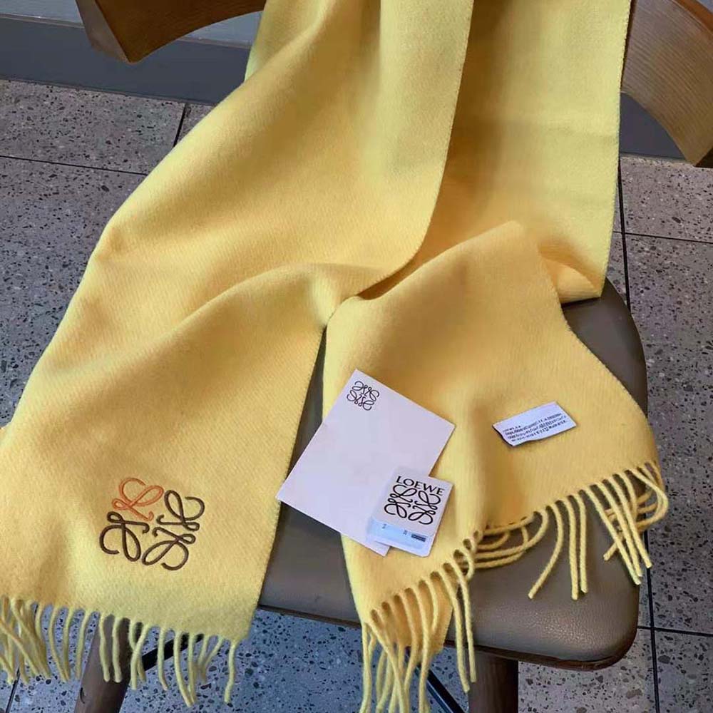 Loewe Women Anagram Scarf in Cashmere-Yellow - image 4