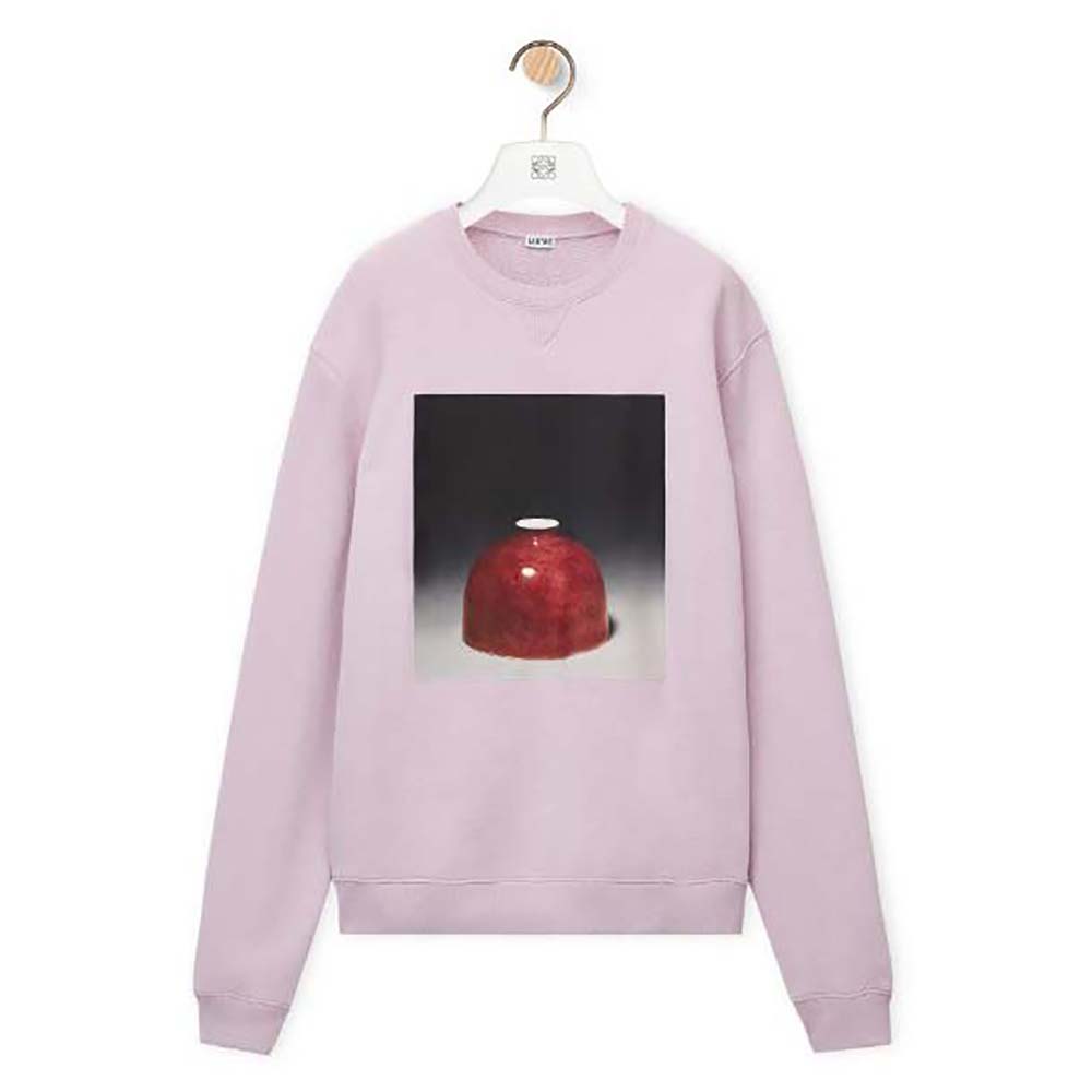 Front view of Loewe Women Ceramic Print Sweatshirt in Cotton-Purple