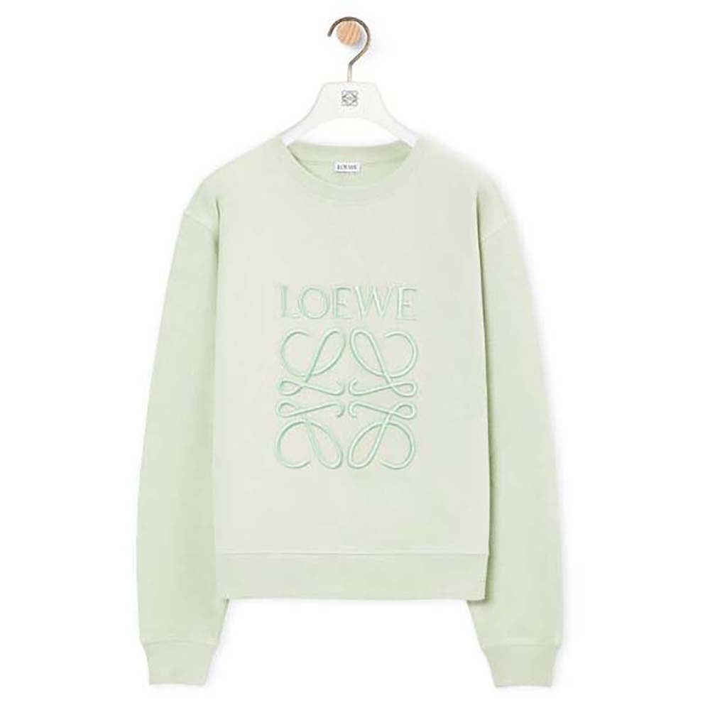 Front view of Loewe Women LOEWE Anagram Sweatshirt in Cotton lime green