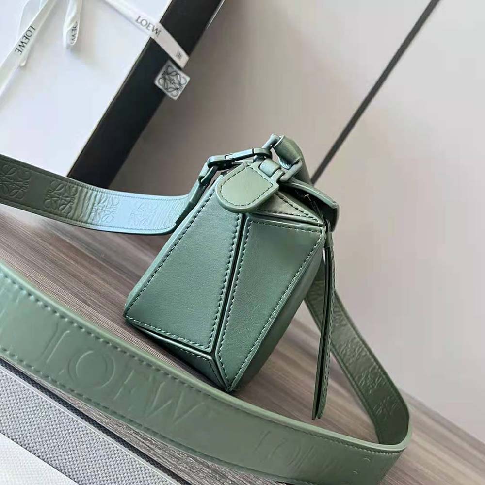 Loewe Women Mini Puzzle Bag in Satin Calfskin-Green - image 4