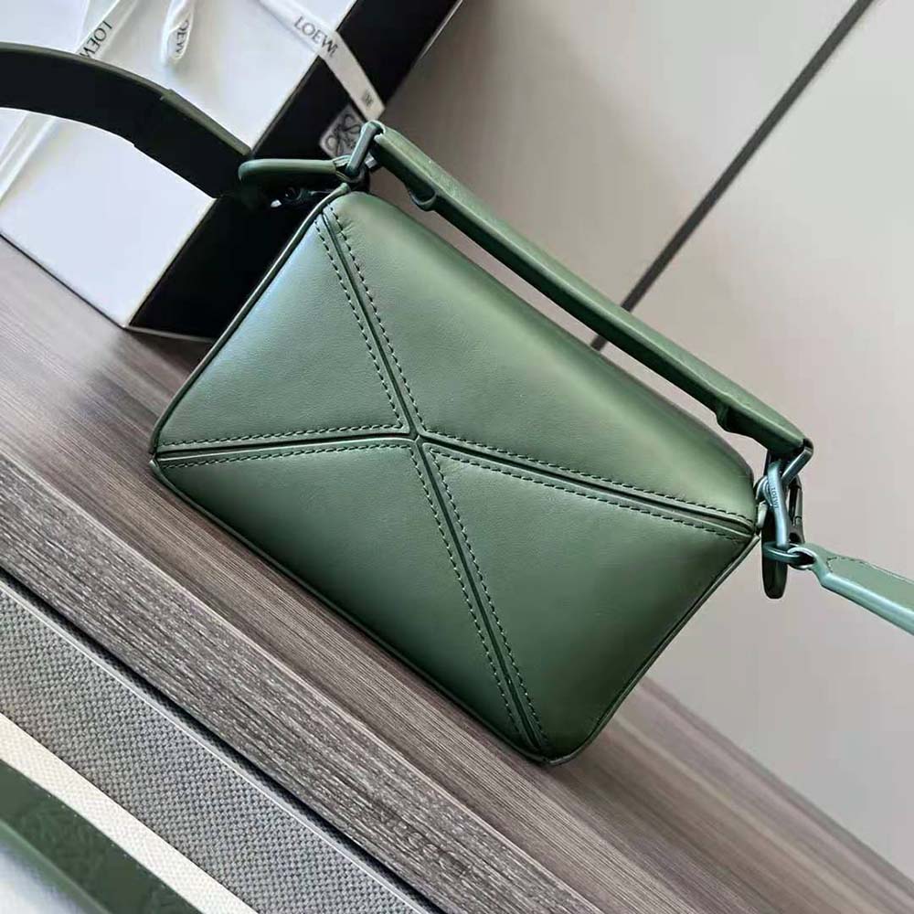 Side profile showing silhouette of Loewe Women Mini Puzzle Bag