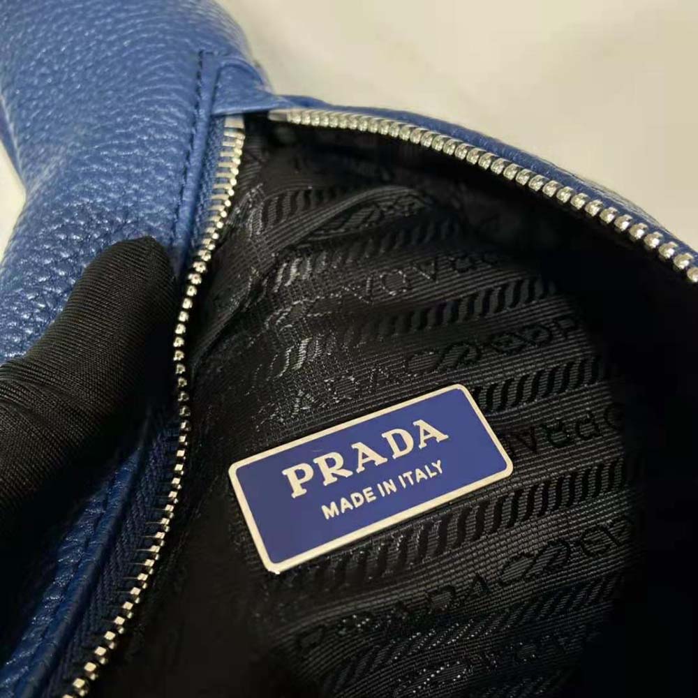 Prada Men Cross Leather Bag wite Logo-Print Re-Nylon lining-Navy - image 9