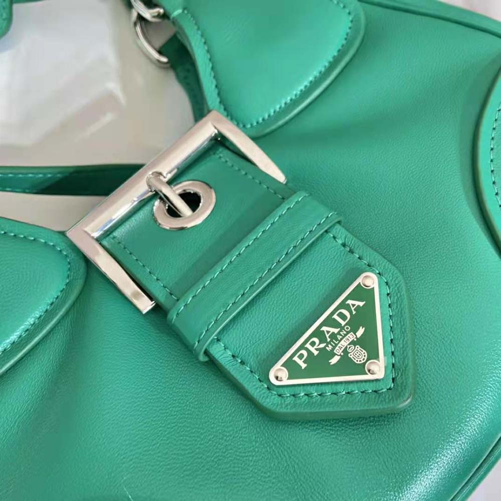 Prada Women Moon Re-Nylon and Leather Bag-Green - image 8