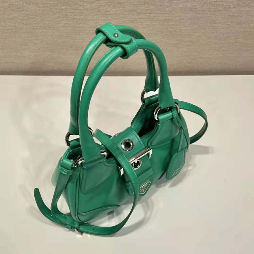 Prada Women Moon Re-Nylon and Leather Bag-Green - image 4