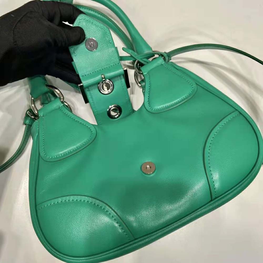 Prada Women Moon Re-Nylon and Leather Bag-Green - image 6