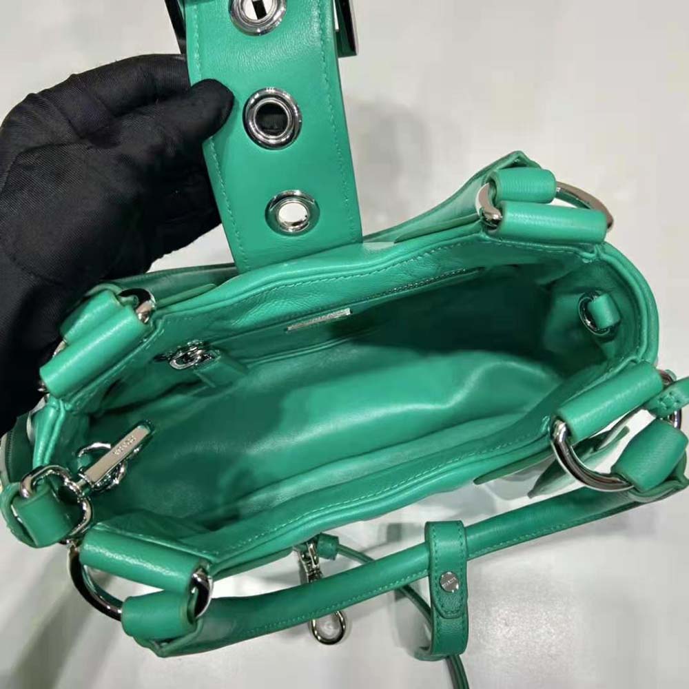 Prada Women Moon Re-Nylon and Leather Bag-Green - image 9