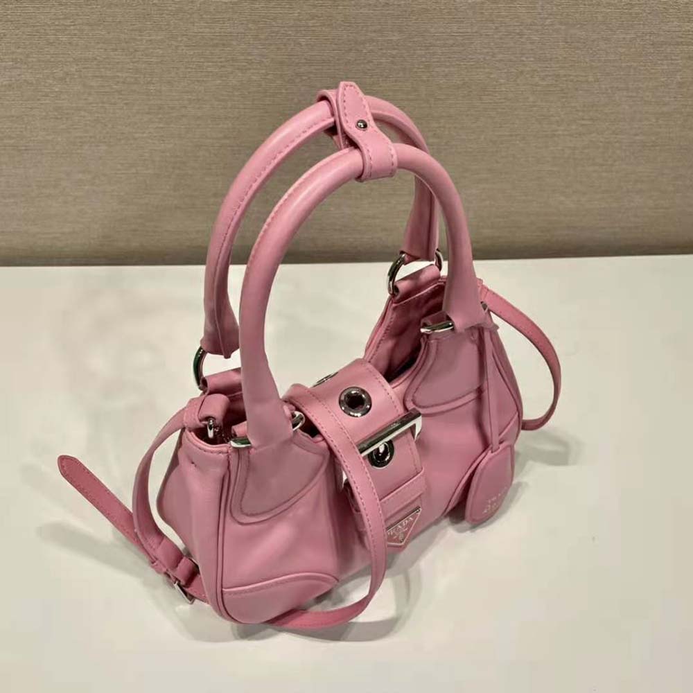Prada Women Moon Re-Nylon and Leather Bag-Pink - image 4