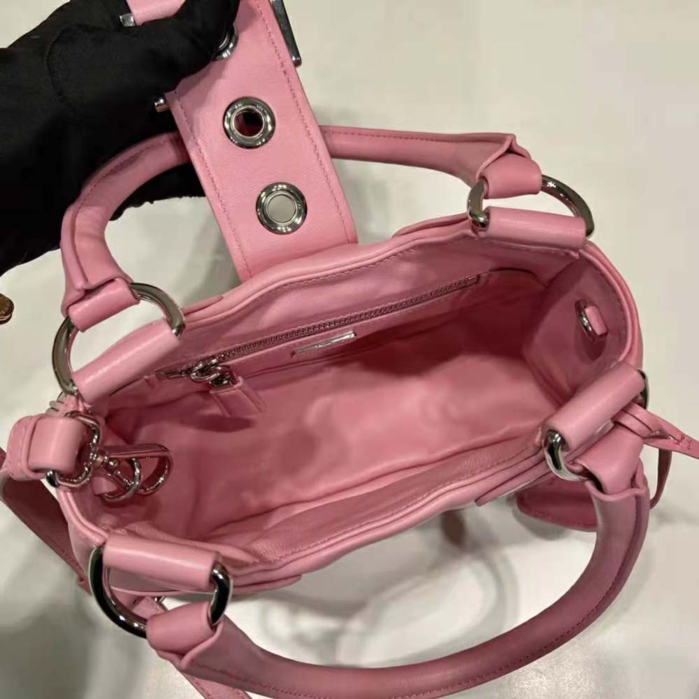 Prada Women Moon Re-Nylon and Leather Bag-Pink - image 9